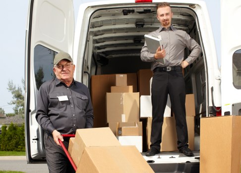 Packed boxes and furniture ready for local house removals