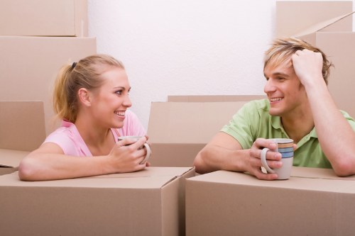 Commercial moving team preparing office relocation in Harmondsworth