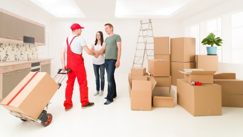 Local moving team planning access for a property in Harmondsworth